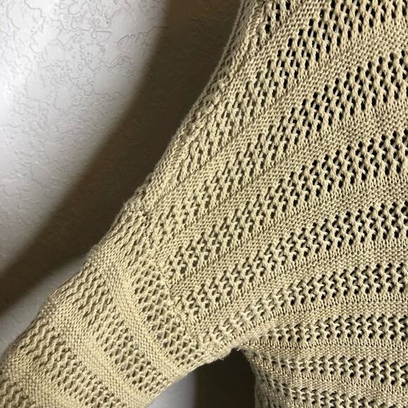 II Sisters tan open crochet knit v neck hooded sweater tunic size M/L - Picture 8 of 16